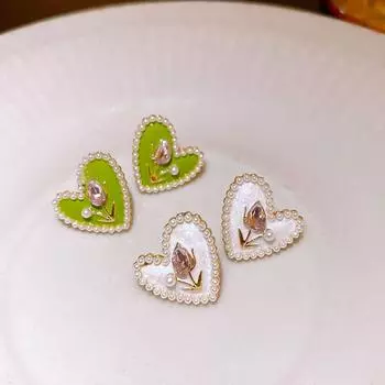 Love Heart Tulip Love Earrings Korean Style Tulip Flower Ear Hook Spring Summer белый