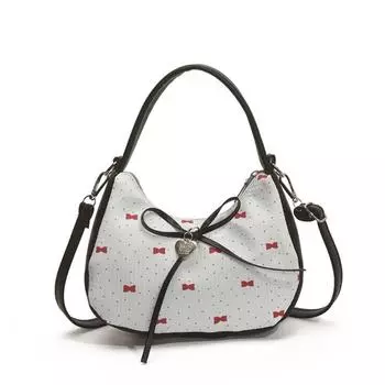 Love Heart Underarm Bag Polka Dot Hobo Bag Casual Bow Shoulder Bag Girls