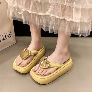 Love Internet celebrity retro casual thick-soled flip-flops women s summer wear 2025 new French sandals 2025 35