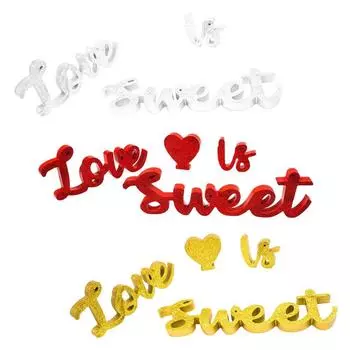 Love IS Sweet and Heart Wooden Sign Decorative for Wedding Shelf Lightweight белый