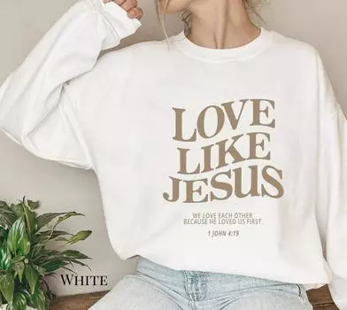 Свитшот Love Like Jesus We Love Each Other, христианские толстовки, пуловеры Fath, женская мода, повседневный винтажный топ из 100% хлопка S розовый