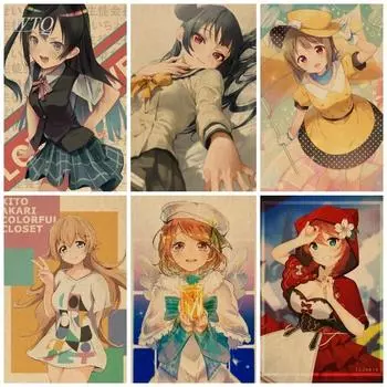 Love Live School Idol Project Аниме-постеры Ретро-постер Домашний декор Настенная живопись на холсте Фотографии для декора детской комнаты 21cm30cm NoFrame