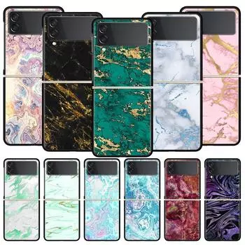Love Marble Pattern Роскошный чехол для телефона Samsung GalaxyZ Flip 4 5 Fold Черный Жесткий ПК Чехол для Samsung Z Flip 3 Чехол Couqe Galaxy Z Flip 5