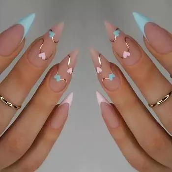 Love Matte Nail Piece Европейский и Американский искусственный ноготь Миндальный ноготь Накладной ноготь ко Дню Святого Валентина Готовый продукт