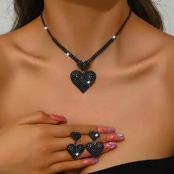 Love necklace earrings fashionable high-end clavicle chain чёрный