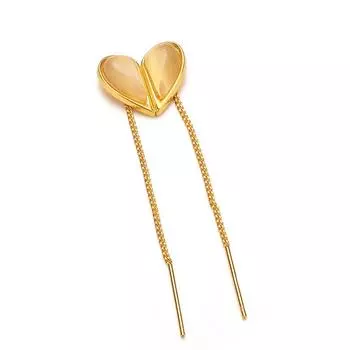 Love Opal Long Fringed Stud Earrings Light Luxury Fashion Temperament Versatile Earrings Simple Personality Earrings Women золотой