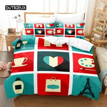 Love Paris Bedding Set Duvet Cover Set 3d Bedding Digital Printing Bed Linen Queen Size Bedding Set Fashion Design EU single(135x200cm)