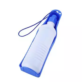 Love Pet Dog Travel Water Bottle Puppy Drinking Feeding Fountain Bottle(500ml Blue) синий