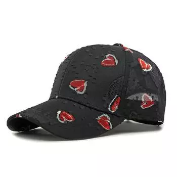Love Print Hat Women Baseball Cap Summer Breathable Outdoor Sun Hat чёрный