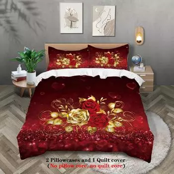 Love Rose 3D цифровая печать полиэстер трехкомпонентный пододеяльник полиэстер волокно пододеяльник наволочка дистрибуция 135x200cm