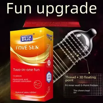 Love Sense 12 штук ультратонких презервативов с гиалуроновой кислотой, с точечной и ребристой текстурой для мужчин и женщин Romantic Double Box [12 pieces]