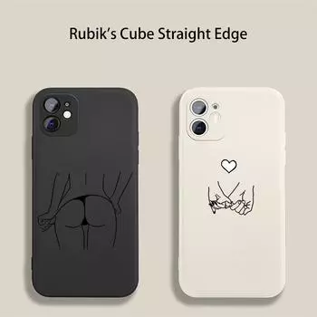 Love Sexy Line Art Girl Оригинальный квадратный жидкий силиконовый чехол для телефона iPhone 14 11 12 13 Pro Max X XS XR 7 8 Plus SE2 DIY Cover iPhone 11