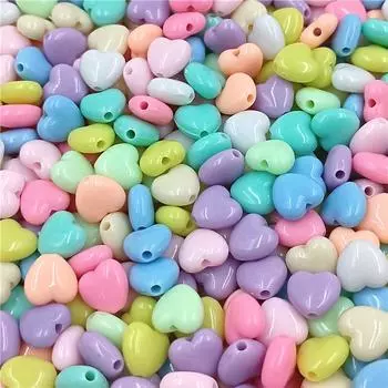 Love Shaped Beads Fashion Handmade Materials Macaron Color Bracelet Necklace Creamy 50pcs DIY Small Jewelry Accessories белый