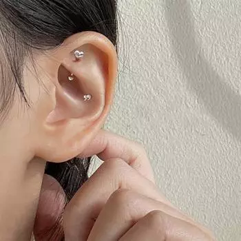 Love star screw mouth earrings women s niche simple ins wind ear jewelry 925 sterling silver high-end temperament earrings a pair of 925 silver