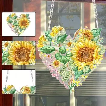 Love Sunflower Diamond Painting Wall Decor Wreath Special Shaped Diamond Painting Wreath Ornament Diamond Art Painting Garland