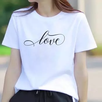 Love Trend Letter Style Милая одежда женская футболка женская футболка с коротким рукавом модный принт женская повседневная графическая футболка 2XS