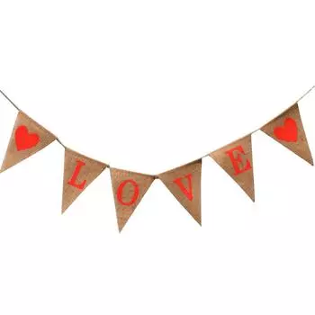 LOVE Треугольник Льняные Подвесные Флаги Баннеры Гирлянды для Свадебного Душа Предложение Украшения