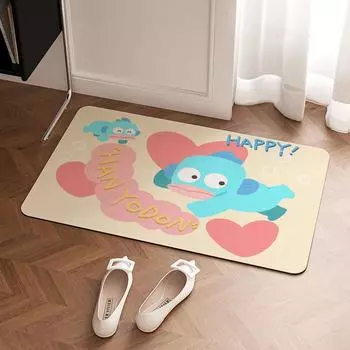 Love Ugly Fish Ванная комната Быстросохнущий коврик для ног на дверь унитаза Туалет Бытовой впитывающий нескользящий коврик Коврик для двери ванной комнаты 40 * 60CM [Diatom Mud]