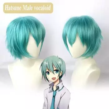 Love War Hatsune Anime Comic Con Мужская версия Vocaloid Water Blue Cos Парик Mikuo Sword Flurry Целый парик 24cm цвет морской волны