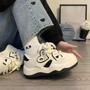 Love White Shoes Женская обувь осень-зима, новые классические туфли, универсальная повседневная обувь для скейтбординга на платформе для студентов 35 чёрный