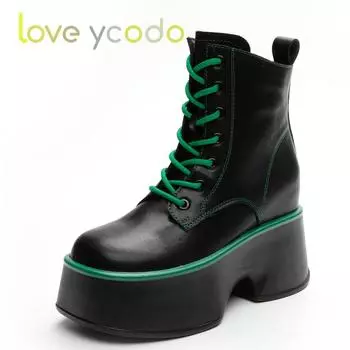Love Ycodo для женщин и девочек, весенне-осенние модные повседневные ботинки Marton из натуральной кожи на очень толстой подошве 39