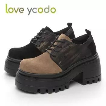 Love Ycodo, женская модная повседневная кожаная обувь, водонепроницаемая водонепроницаемая обувь на очень толстой подошве, простая удобная весенне-летняя осенняя модная повседневная обувь для девочек 40 чёрный