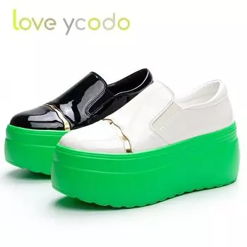 Love Ycodo, женская модная повседневная кожаная обувь, водонепроницаемая обувь на очень толстой подошве, простые удобные лоферы для девочек на весну, лето и осень