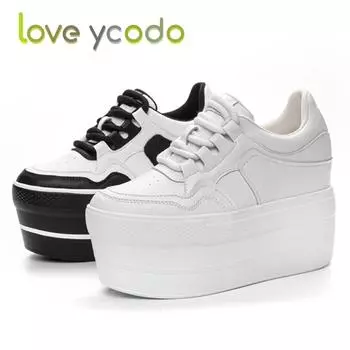 Love Ycodo, женская модная повседневная кожаная обувь, водонепроницаемая водонепроницаемая обувь на очень толстой подошве, простая удобная весенне-летняя осенняя модная повседневная обувь для девочек 39 белый