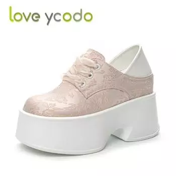 Love Ycodo, женская модная повседневная кожаная обувь, водонепроницаемая водонепроницаемая обувь на очень толстой подошве, простая удобная весенне-летняя осенняя модная повседневная обувь для девочек 39 чёрный