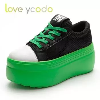 Love Ycodo, женская весенне-осенняя модная трендовая повседневная обувь на очень толстой подошве, удобная дышащая сетчатая ткань для девочек 39