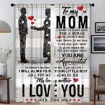 Love You Curtains for Living Room Curtain for Room 2 Panel Home Interior Curtains Partition Shades Kitchen Blackout Elegant W50xH70cmx2pcs-CL