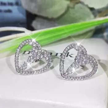 Love Zircon Necklace Ring Earring Three piece Jewelry Wedding Banquet Dress Accessories