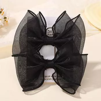 LOVEKIKI 2 шт./лот Двухслойные банты из пряжи Заколки для волос 4,3 дюйма Большие банты Детские аксессуары для волос на челку Милые заколки для волос для девочек