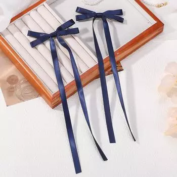 LOVEKIKI 2Pcs Long Tassel Hair Bow Hair Clips for Girl Lovely Ribbon Headwear Ins Party Ponytail Barrette Women Hair Accessories