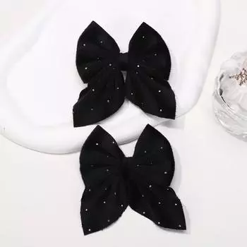 LOVEKIKI 2Pcs Starry Dots Red Velvet Bow Hair Pins Hair Clips Kids Girls Fashion Barrettes Ponytail Holder Headwear Accessories