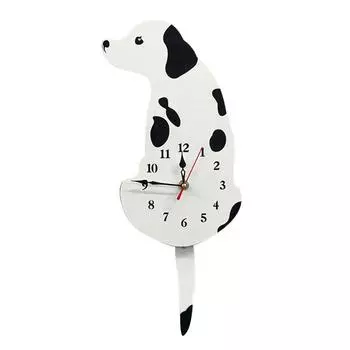Lovely Acrylic Cartoon Tail Wagging Labrador Dog Acrylic Wall Clock White
