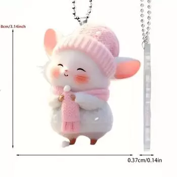 Lovely Acrylic Pink Car Pendant Cheerful Cartoon Style Interior Decoration Charm