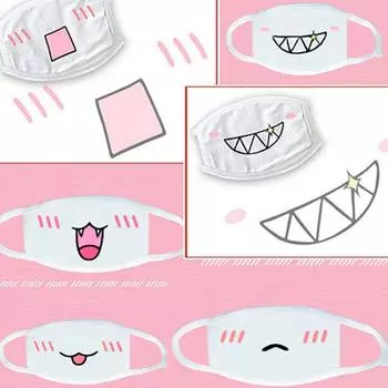 Lovely Anime Kawaii Mouth-muffle Smile Grin Kaomoji Anti-Dust Cotton Face Mask
