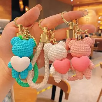 Lovely Bear Keychain Cartoon Love Bear Couple Keychain Bear Keychain Pendant Backpack Decoration Accessories Gifts