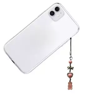 Милый брелок-подвеска в виде медведя, бант, сердце, бисер, телефонный шарм, цветной брелок, модный аксессуар для телефона для женщин розовый