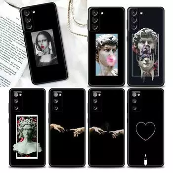 Милый черный забавный художественный абстрактный чехол для телефона Samsung Galaxy S22 S21 S20 Ultra S10e S9 S8 S7 Fe 5G Plus черный чехол Funda Coque Samsung S22 Ultra 5G