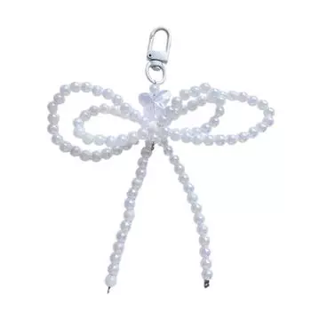 Lovely Bowknot Pendant Bead Keyring Fashion Bag Accessory Elegant Bag Ornament Cute Keychain Suitable for Any Occasion 1 белый