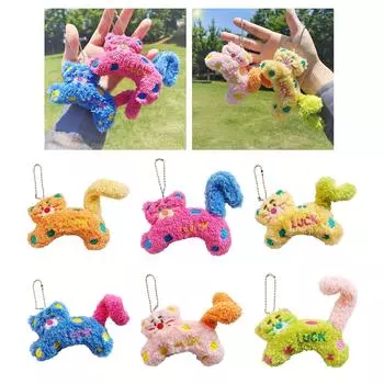 Lovely Cartoon Cats Charm Pendant Sturdy Plush Keychain Mobile Phone Accessory for Fashion Lovers Daily Casual Use синий