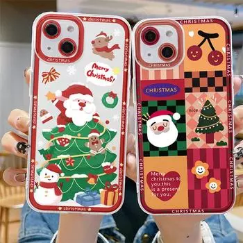 Lovely Cartoon Christmas Clear Case For Samsung Galaxy A12 A21 S A22 A31 A32 A51 A52 A70 A71 S9 S10 S20 S21 S22 Ultra Soft Coque S22 Ultra 5G