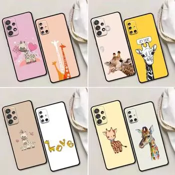 Lovely Cartoon Giraffe Animal Black Phone Case for Samsung Galaxy A51 A12 A52 A21s A71 A32 A31 A02s A72 A11 A41 A22 A03s Cover Samsung A11