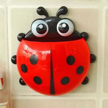 Lovely Cartoon Ladybug Toothbrush Holder Bathroom Wall Ladybug Suction Sucker