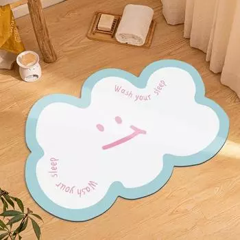 Lovely Cloud Absorbent Mat Floor Mat Absorbent Toilet Entry Mat Foot Mat Quick Dry Bathroom Non-slip Mat Dirt Resistant Wear Mat 40*60cm