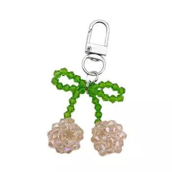 Lovely Crystal Cherry Keychain Practical Bag Charm Schoolbag Hanging Pendant Decor for Purse Bag Backpack Handbag Wallet B розовый