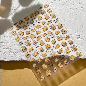 Lovely Dog Cat Animal Bunny Soft Embossed Relief Self Adhesive Nail Art Stickers Cute Pretty Puppy And Kitty Manicure Decals B