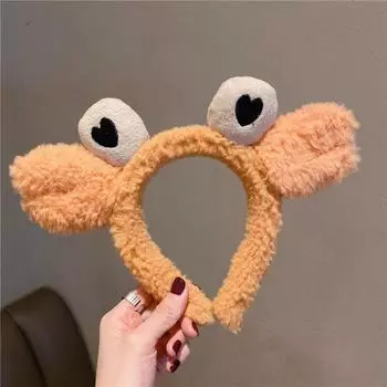Lovely Fleece Crab Cartoon Hair Hoop for Women Girls Shopping Face Wash Performance Photograph Headband Cute Princess Hairbands